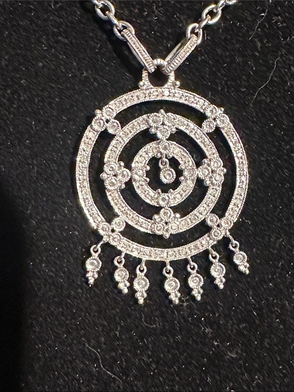 14 K pendant and 18 concentric circle chain custom-made
